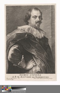 Petrus Stevens by Lucas Vorsterman (I), in Etching and engraving on medium, slightly textured, cream laid paper. Download this artwork as a high-resolution wall — Lucas Vorsterman (I) Wallpaper