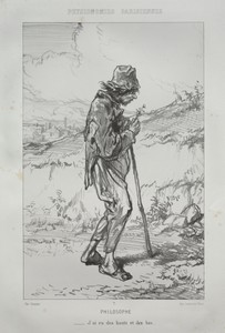 Philosophe by Paul Gavarni, created c. 1857, in lithograph. Download this artwork as a high-resolution wallpaper for desktop, tablet, or mobile. — Painting Picture