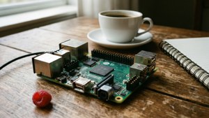 Mukava asetelma Raspberry Pin ja kahvin kanssa