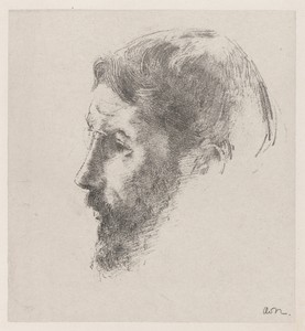 Pierre Bonnard by Odilon Redon, created 1900, in lithograph in black on chine collé. Download this artwork as a high-resolution wallpaper for desktop, tablet, o — Odilon Redon Wallpaper