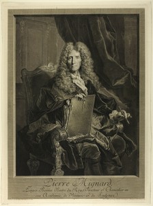 Pierre Mignard by Georg Friedrich Schmidt, created 1744, in Engraving with etching on cream laid paper. Download this artwork as a high-resolution wallpaper for — Illustration Wallpaper