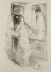 Pierrot by Adolphe Léon Willette, created c. 1892, in lithograph. Download this artwork as a high-resolution wallpaper for desktop, tablet, or mobile. — Adolphe Léon Willette Wallpaper