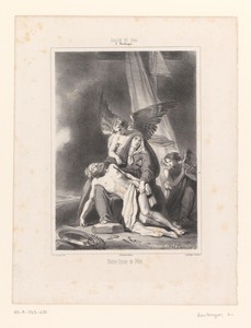 Piëta by Louis Boulanger, created 1844, in paper; lithography. Download this artwork as a high-resolution wallpaper for desktop, tablet, or mobile. — Louis Boulanger Wallpaper