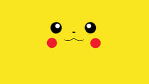 Una cara de dibujos animados simple con ojos grandes, mejillas rojas y una sonrisa sobre fondo amarillo. — Lindo bebé Pikachu Fondo Fondos de pantalla