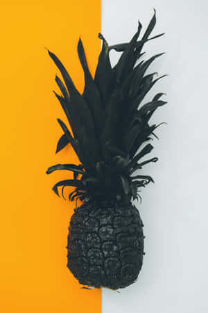 Schwarze Ananas auf orangefarbenem und weißem Hintergrund — Pineapple Fish Wallpaper