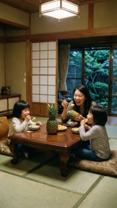 Taeko's family struggles with a pineapple dinner