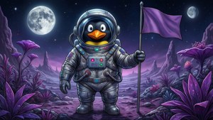 Pingu utforsker en fremmed verden i romdrakt.