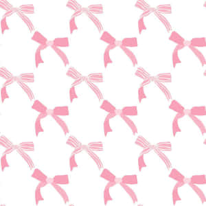 Tapet med upprepande rosa rosetter på vit bakgrund — Pink Coquette Bakgrundsbilder