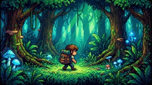 A nostalgic indie game world in pixel art, full of adventure.