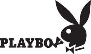 Playboy-logga med svart kanin med fluga och djärv text.