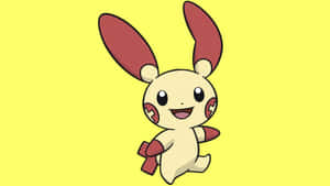 Un Pokémon conejo de dibujos animados sonriente con orejas y mejillas rojas sobre un fondo amarillo. — Lindo Pokemon iPhone Imagen Fondos de pantalla