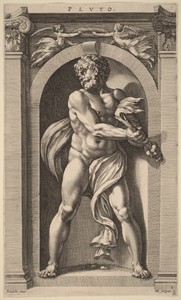 Pluto by Hendrick Goltzius, created probably 1592, in engraving. Download this artwork as a high-resolution wallpaper for desktop, tablet, or mobile. — Hendrick Goltzius Wallpaper
