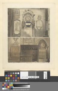 Poets Corner by John Bluck, active 1791-1831, in Aquatint, hand-colored. Download this artwork as a high-resolution wallpaper for desktop, tablet, or mobile. — John Bluck, active 1791-1831 Wallpaper