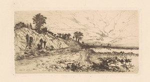 Point Isabel, Florida by Mary Nimmo Moran, created 1887, in etching in black on laid paper. Download this artwork as a high-resolution wallpaper for desktop, ta