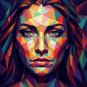 Katarina's face in low poly geometric art. — Katarina Wallpaper