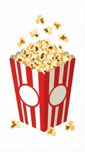 A colorful vector art of popcorn boxes with scattered popcorn.