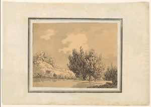 Poplar by John Robert Cozens, created 1789, in paper; soft-ground etching; aquatint. Download this artwork as a high-resolution wallpaper for desktop, tablet, o — John Robert Cozens Wallpaper