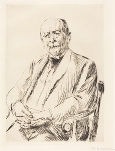 Portrait by Max Liebermann, in drypoint in black on wove paper. Download this artwork as a high-resolution wallpaper for desktop, tablet, or mobile. — Max Liebermann Wallpaper