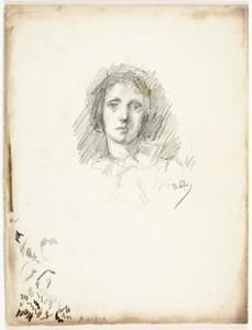 Portrait Head by Theodore Roussel, created c. 1894, in Lithographic crayon on prepared transfer paper. Download this artwork as a high-resolution wallpaper for — Illustration Background
