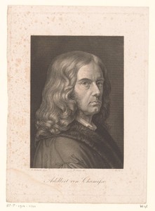 Portret van Adelbert von Chamisso by Karl Barth, created 1833, in paper; steel engraving. Download this artwork as a high-resolution wallpaper for desktop, tabl — Karl Barth Wallpaper