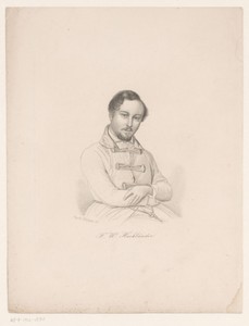 Portret van Friedrich Wilhelm Hackländer by Auguste Hüssener, created 1826 - 1877, in paper; stippelwerk. Download this artwork as a high-resolution wallpaper f — Auguste Hüssener Wallpaper