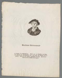 Portret van Matthias Grünewald by Maximilian Franck, created 1813, in paper; letterpress printing; lithography. Download this artwork as a high-resolution wallp — Portrait Background