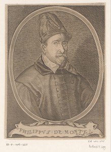 Portret van Philippus De Monte by Nicolas de Larmessin (I), created 1682, in paper; engraving. Download this artwork as a high-resolution wallpaper for desktop, — Portrait Background