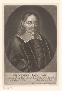 Portret van Theodor Hackspan by Johann Jacob Haid, created 1747, in paper; mezzotint. Download this artwork as a high-resolution wallpaper for desktop, tablet, — Johann Jacob Haid Wallpaper