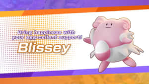 Blissey Pokémon merah muda dengan teks yang mempromosikan dukungan telur-cellent. — Pokemon Wallpaper