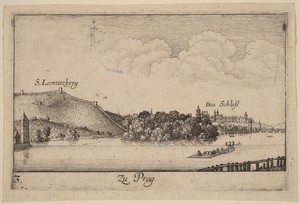 Prague by Wenceslaus Hollar, created 1635, in etching. Download this artwork as a high-resolution wallpaper for desktop, tablet, or mobile. — Art Picture