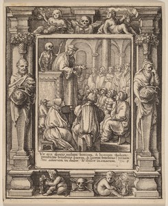Preacher by Wenceslaus Hollar, created 1651, in etching with border "Democritus and Heraclitus" (Pennington 233A). Download this artwork as a high-resolution wa — Art Picture