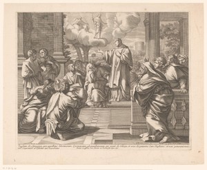 Predikende H. Stefanus by Gabriel Le Brun, created 1635 - 1660, in paper; engraving. Download this artwork as a high-resolution wallpaper for desktop, tablet, o — Gabriel Le Brun Wallpaper