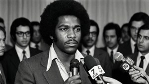 Schwarz-weißes Presseinterview mit The Spinners.
