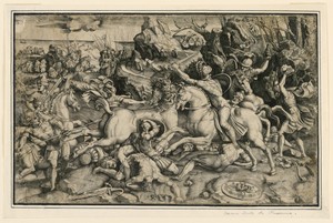 Print by Marco Dente, created 1520, in Black ink on white paper. Download this artwork as a high-resolution wallpaper for desktop, tablet, or mobile. — Marco Dente Wallpaper