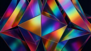 Astratto geometrico colorato con gradienti metallici arcobaleno