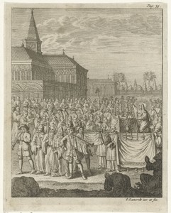 Processie by Jan Lamsvelt, created 1684 - 1743, in paper; etching. Download this artwork as a high-resolution wallpaper for desktop, tablet, or mobile. — Jan Lamsvelt Wallpaper