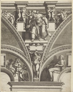 Profeet Ezechiël by Giorgio Ghisi, created 1549, in paper; engraving. Download this artwork as a high-resolution wallpaper for desktop, tablet, or mobile. — Giorgio Ghisi Wallpaper