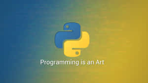 Python-logotyp med texten Programming is an Art på en gradientbakgrund med kodöverlägg — Programmering bakgrund Bakgrundsbilder
