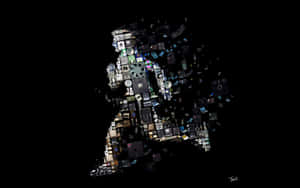 Human shape made of old tech gadgets on black background — Programming Picture