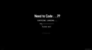 Pantalla negra con texto blanco que muestra el progreso de carga de cafeína al 1% para codificar. — 4K Programación Fondos de pantalla