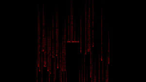 Red digital code falling in darkness with 'THE MATRIX' text glowing. — Programmer Wallpaper