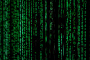Green digital code falling like rain against a black background. — Coding Picture