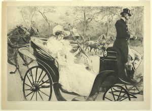 Promenade by Edgar Chahine, created 1902, in Drypoint, etching and aquatint on cream wove paper. Download this artwork as a high-resolution wallpaper for deskto