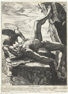 Prometheus by Cornelis Bloemaert (II), created 1655 - 1716, in paper; engraving. Download this artwork as a high-resolution wallpaper for desktop, tablet, or mo — Cornelis Bloemaert (II) Wallpaper