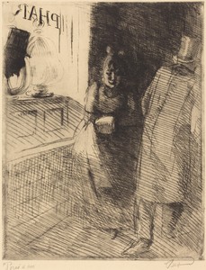 Prostitution (La Prostitution) by Albert Besnard, created c. 1886, in etching and drypoint on laid Van Gelder paper. Download this artwork as a high-resolution — Art Picture