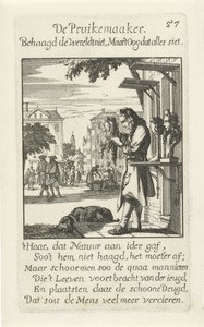 Pruikenmaker by Jan Luyken, created 1694, in paper; etching. Download this artwork as a high-resolution wallpaper for desktop, tablet, or mobile. — Art Wallpaper