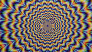 Hypnotic rainbow spiral pattern with geometric waves. — Psychedelic Colors Background