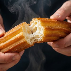 Hands pulling churro to reveal soft inside, texture-focused wallpaper. — Chur Wallpaper