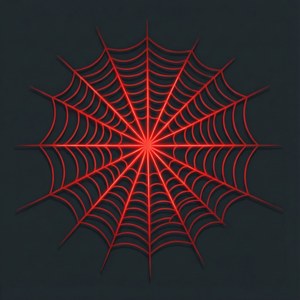 Toile d'araignée géométrique avec des lignes de pulsation rouges.