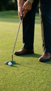 Close-up of Duffy Waldorf putting on the green.
